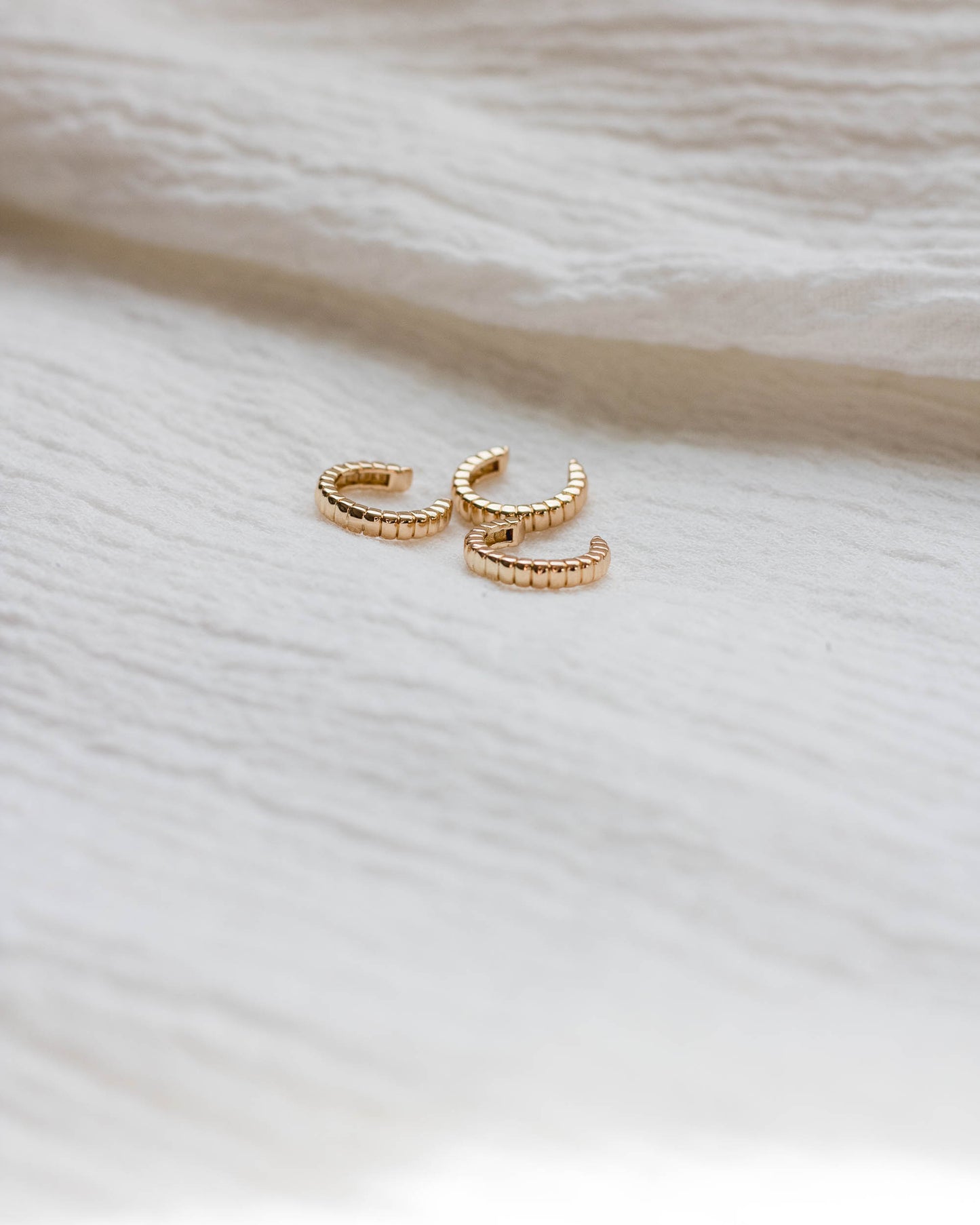 11mm Rib Textured Cuff Earring, E33