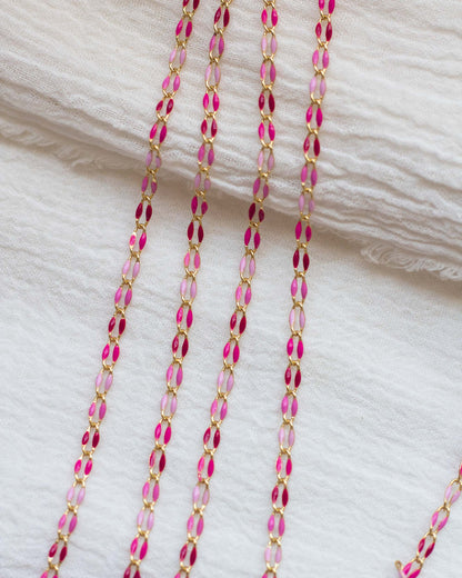Pink Multi Color Enamel Chain, GP112