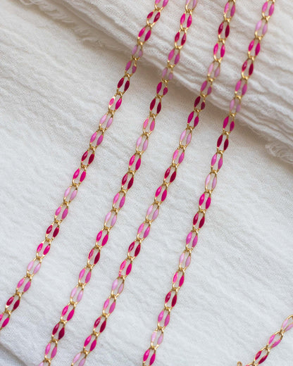 Pink Multi Color Enamel Chain, GP112