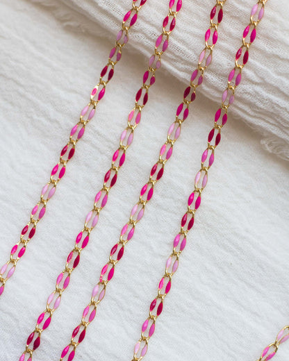 Pink Multi Color Enamel Chain, GP112