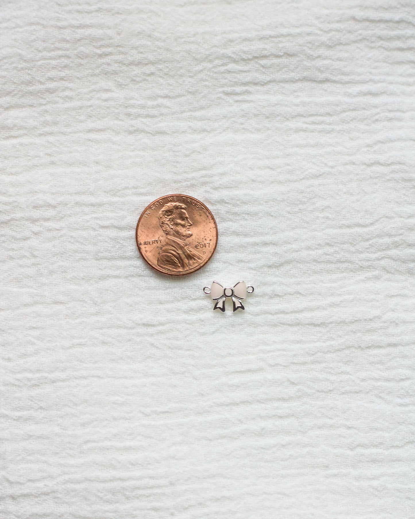 Blush Pink Enamel Bow Connector, CN82