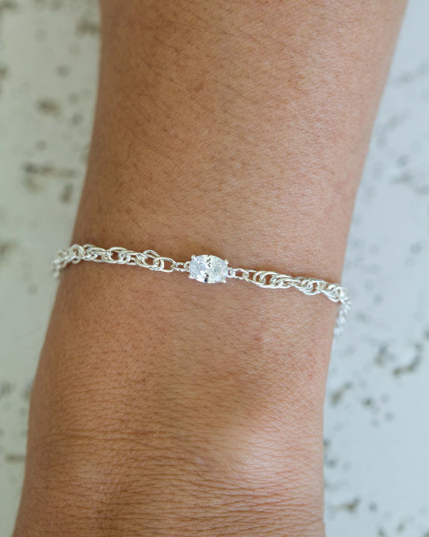 Oval Solitaire CZ Connector, CN79