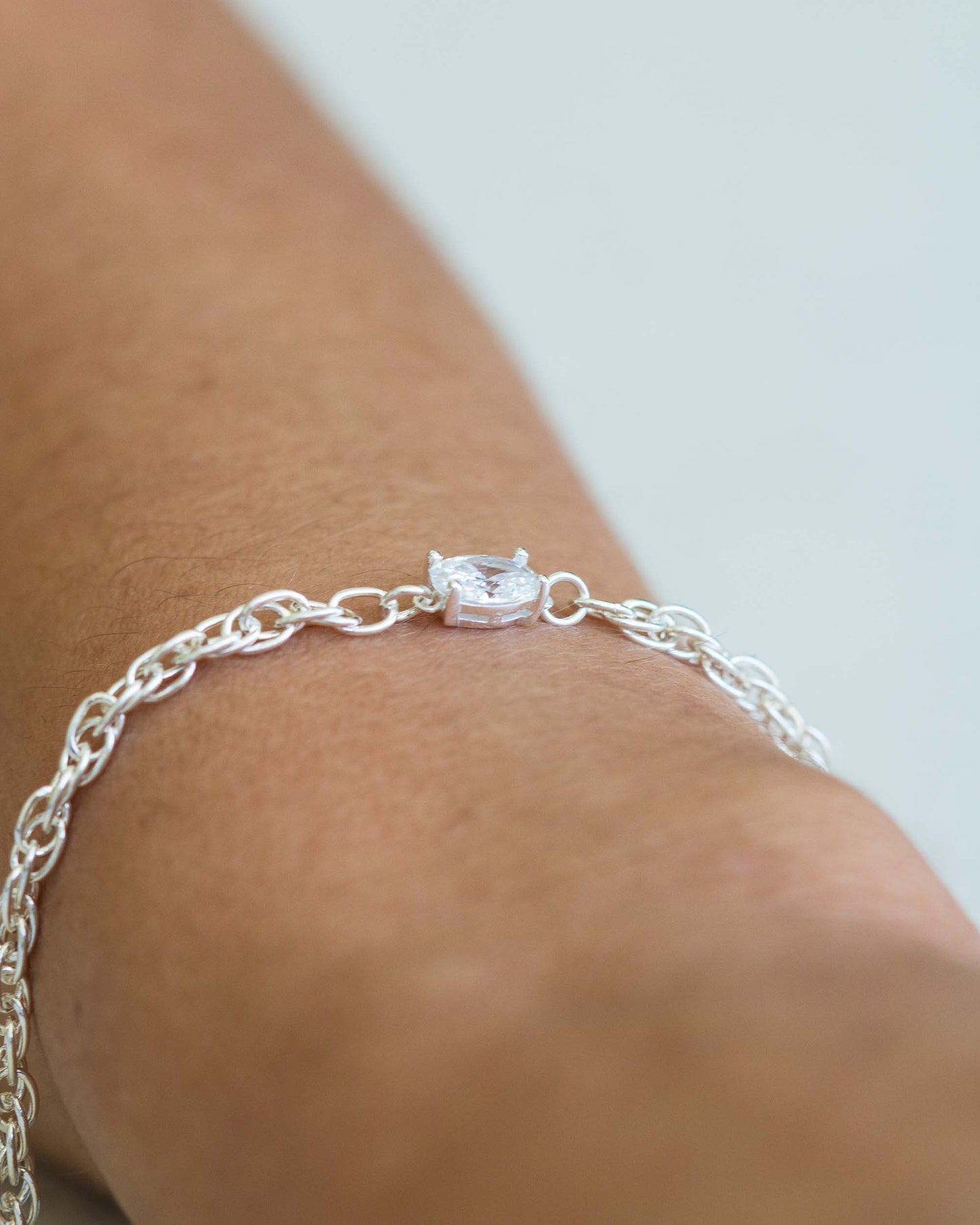 Oval Solitaire CZ Connector, CN79