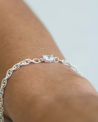 Oval Solitaire CZ Connector, CN79