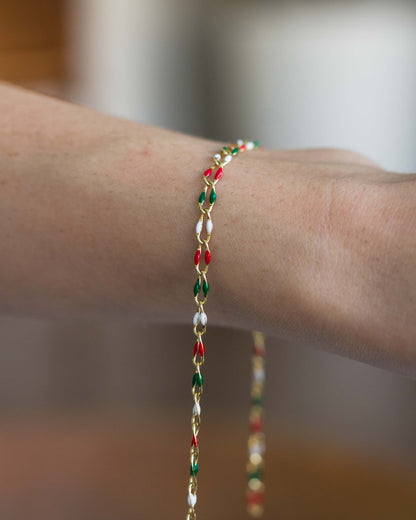 Red, Green, and White Enamel Chain, GP134