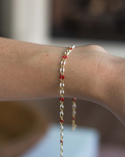 Red and White Enamel Chain, GP135