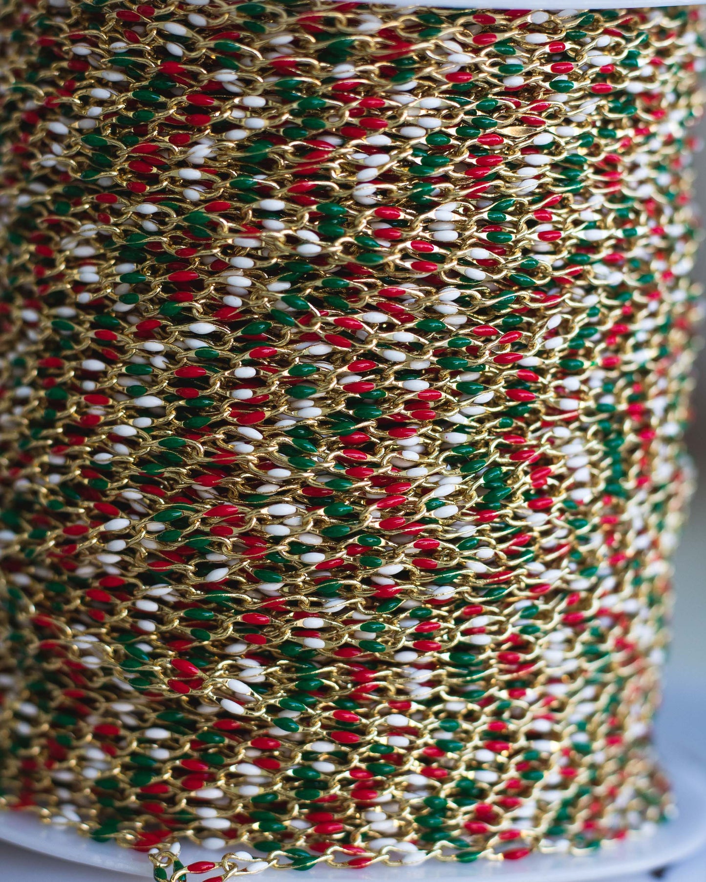 Red, Green, and White Enamel Chain, GP134