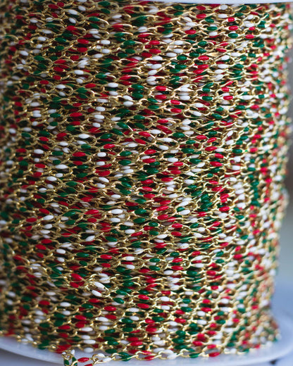 Red, Green, and White Enamel Chain, GP134