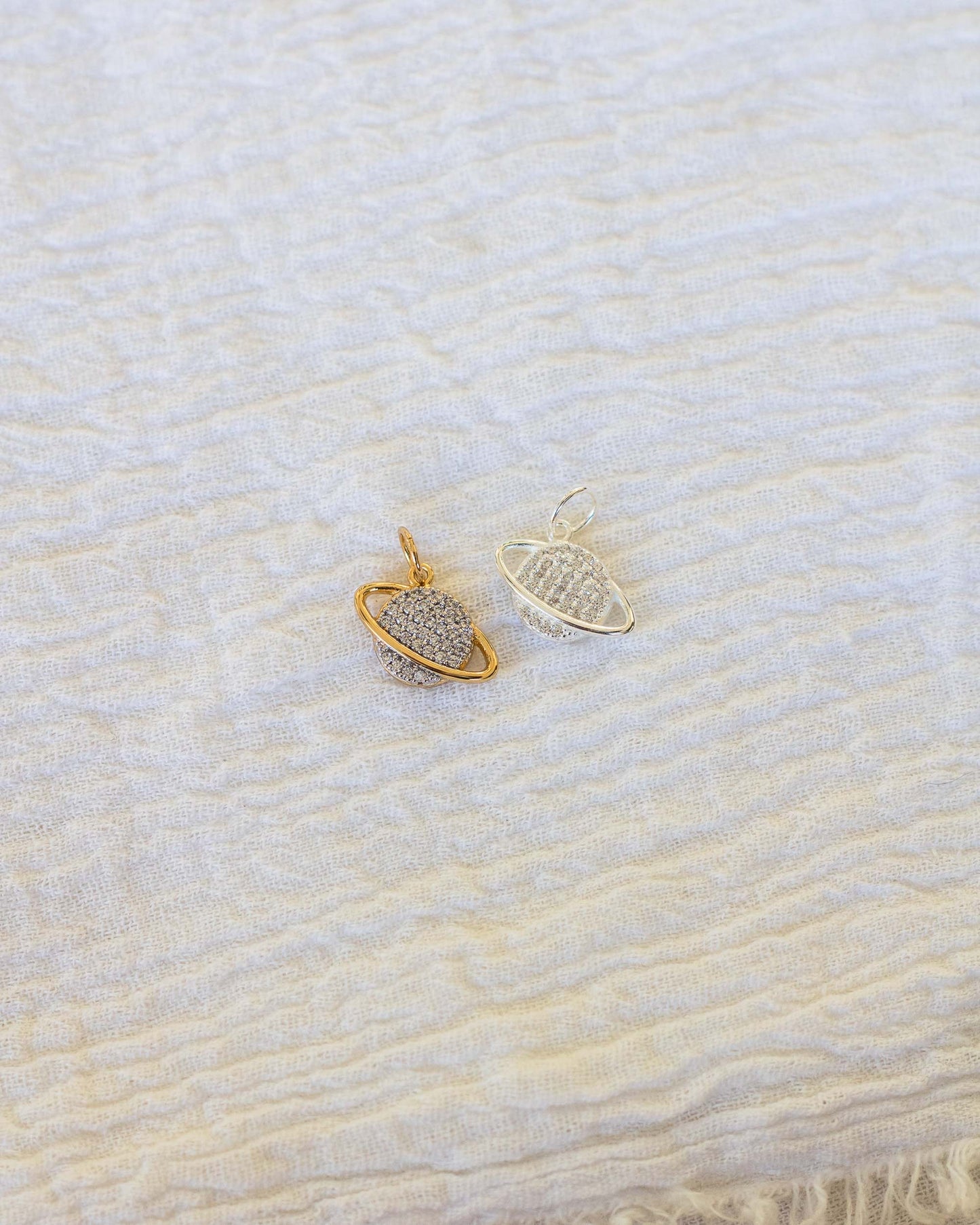 Pave CZ Saturn charm, CH56