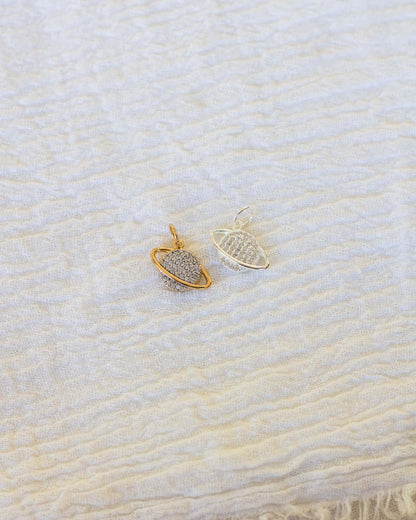 Pave CZ Saturn charm, CH56