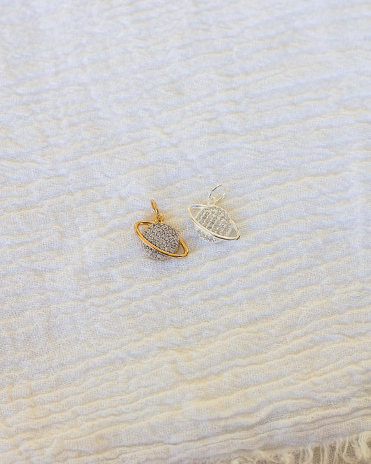 Pave CZ Saturn charm, CH56