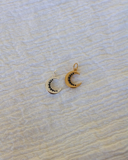 Black Pave Crescent Moon Charm, CH57