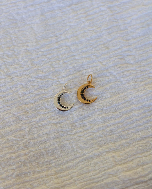Black Pave Crescent Moon Charm, CH57