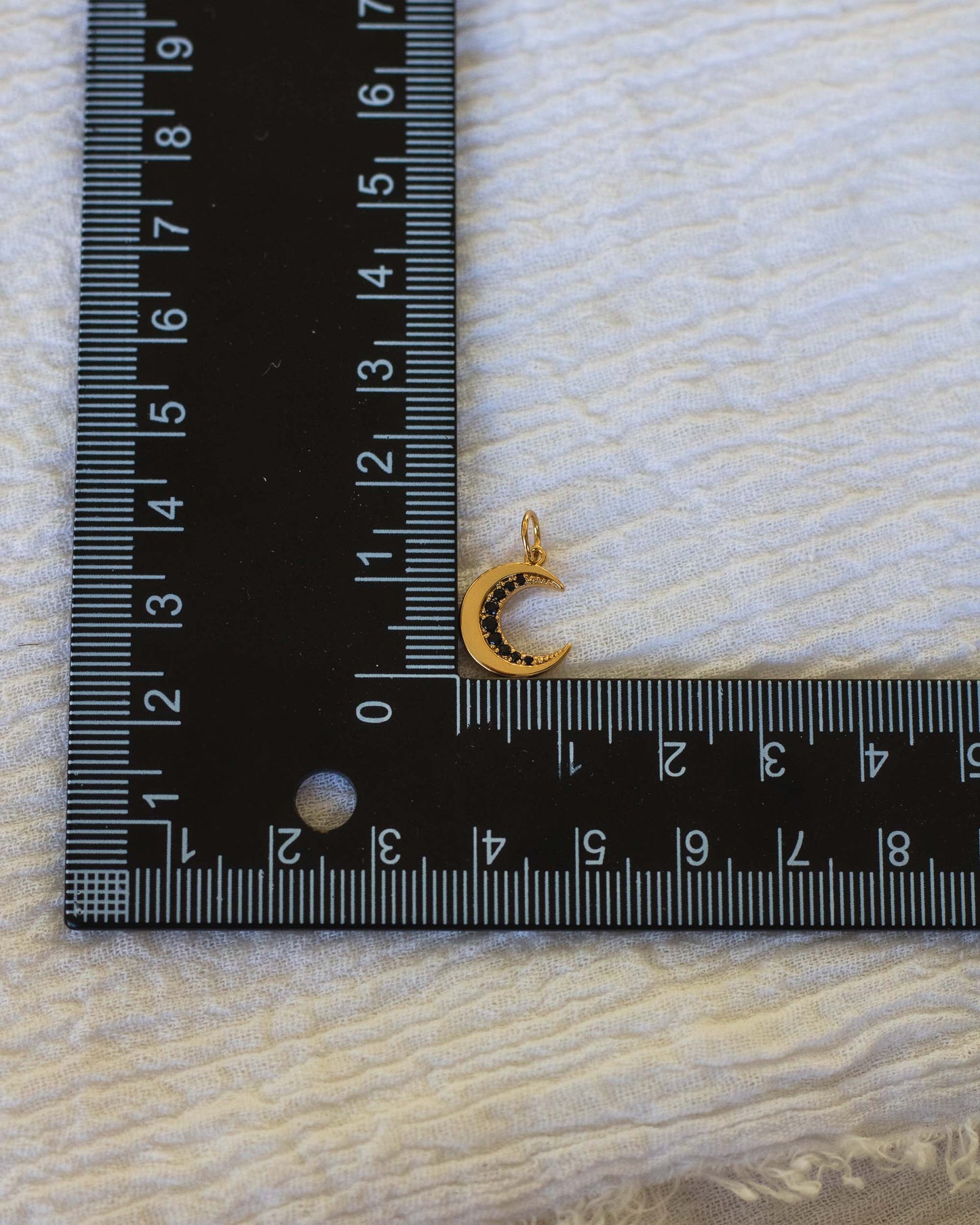 Black Pave Crescent Moon Charm, CH57