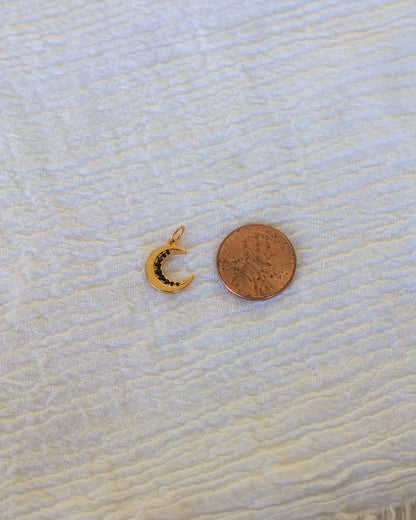 Black Pave Crescent Moon Charm, CH57