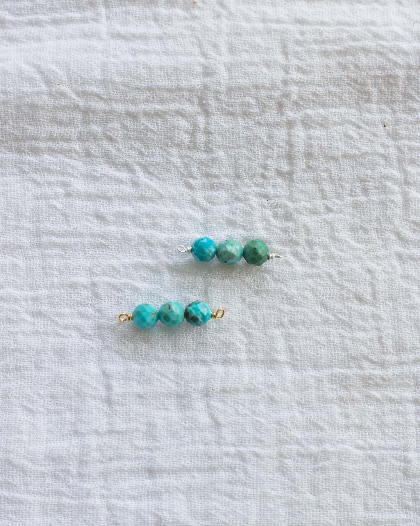 Turquoise Triple Bead Facet Cut Connector, CN98