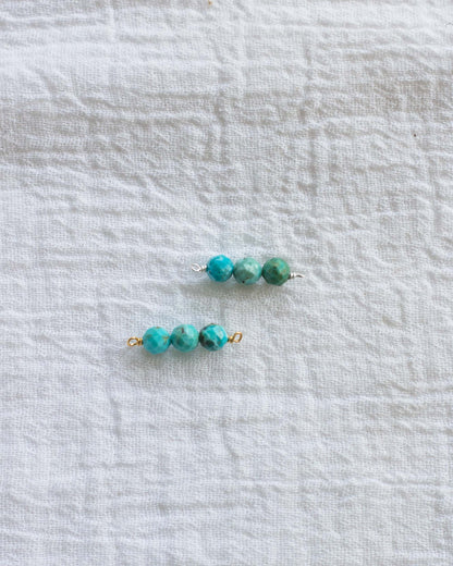 Turquoise Triple Bead Facet Cut Connector, CN98