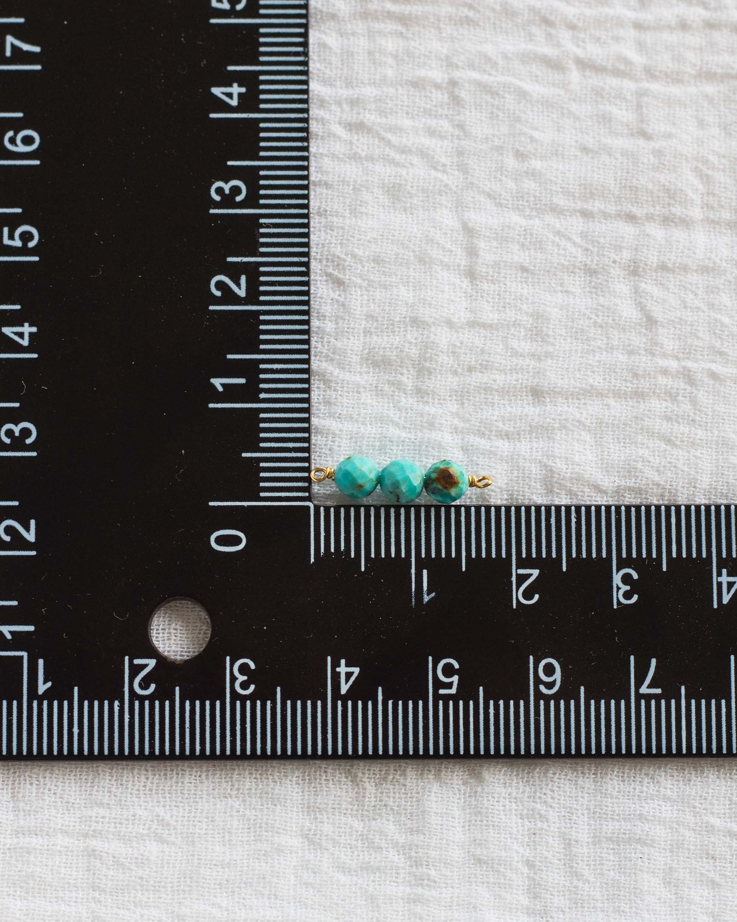 Turquoise Triple Bead Facet Cut Connector, CN98