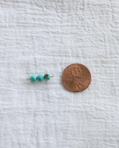 Turquoise Triple Bead Facet Cut Connector, CN98