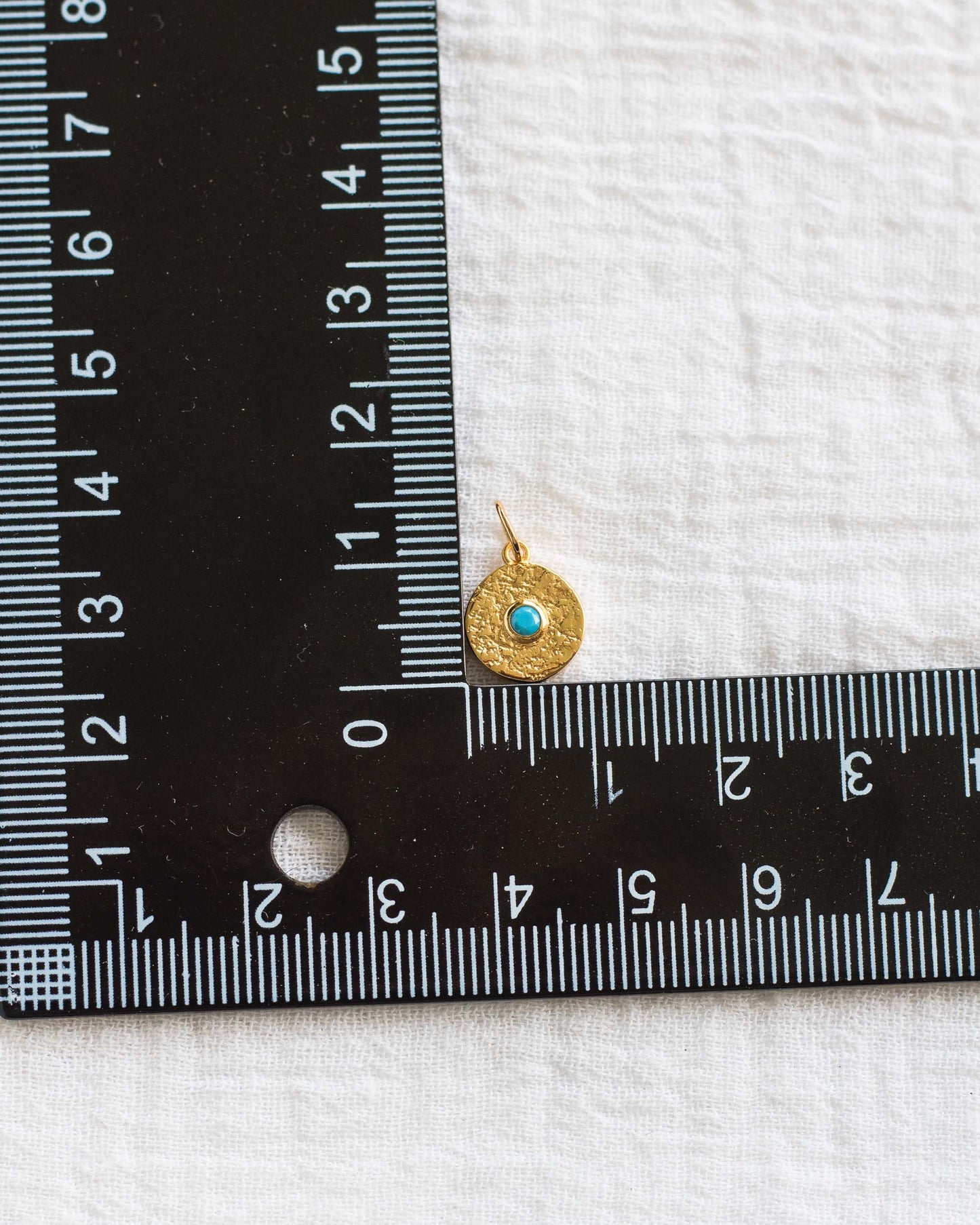 Turquoise Nano Gem Antiqued Disc Charm, CH82