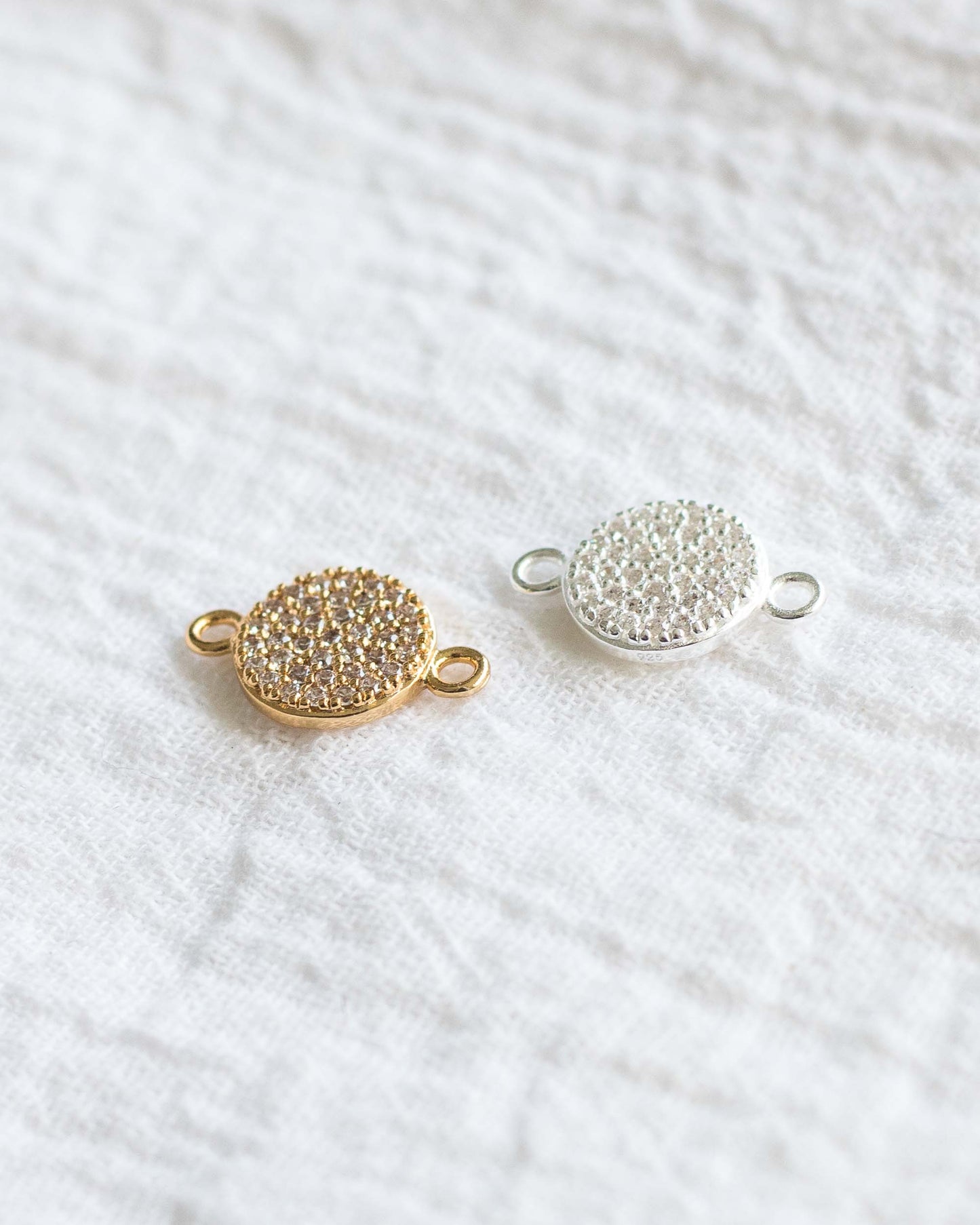 White CZ Pave Disc Connector, CN100