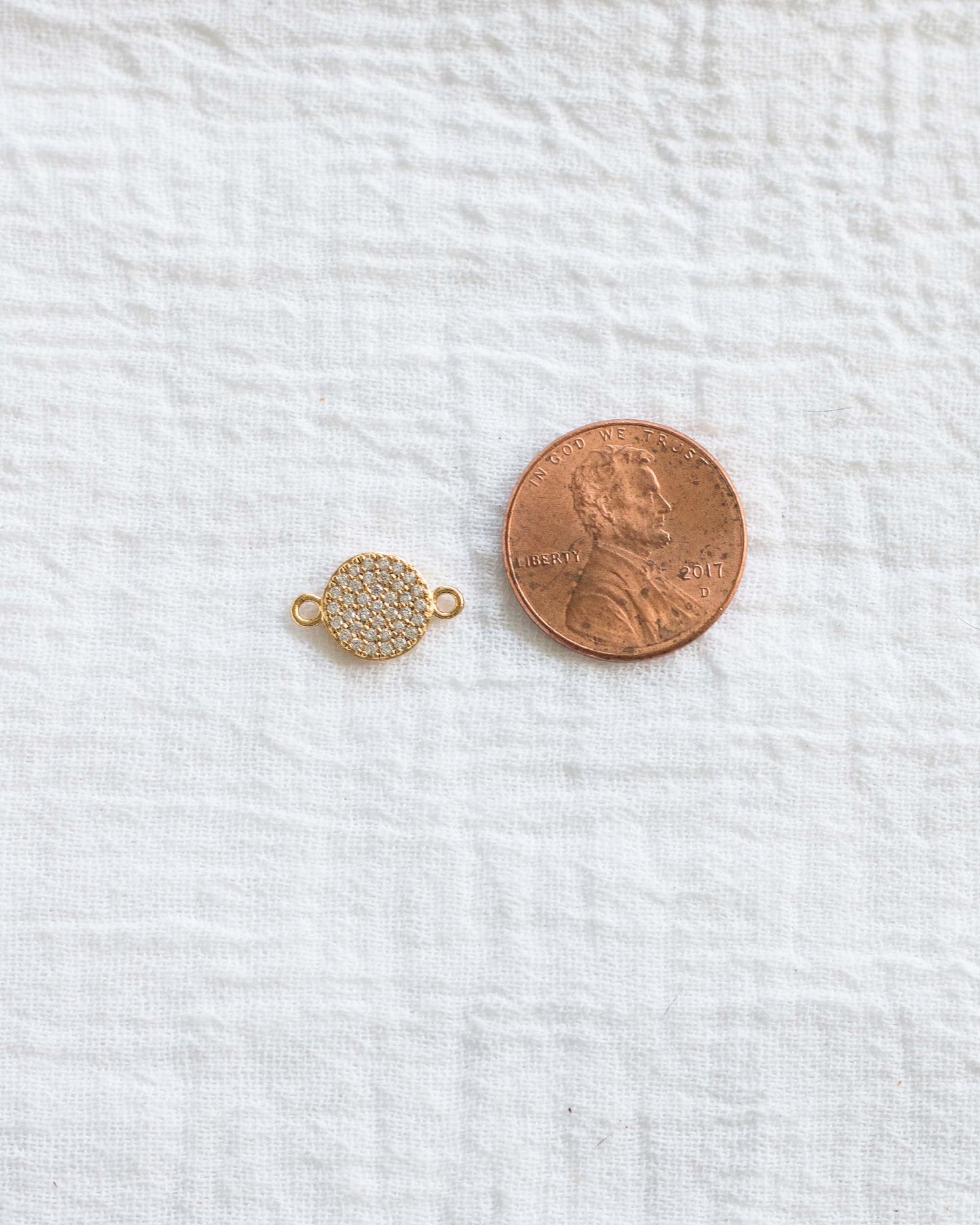 White CZ Pave Disc Connector, CN100