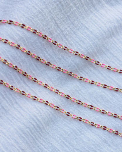 Pink and Red with Glitter Enamel Chain, GP137