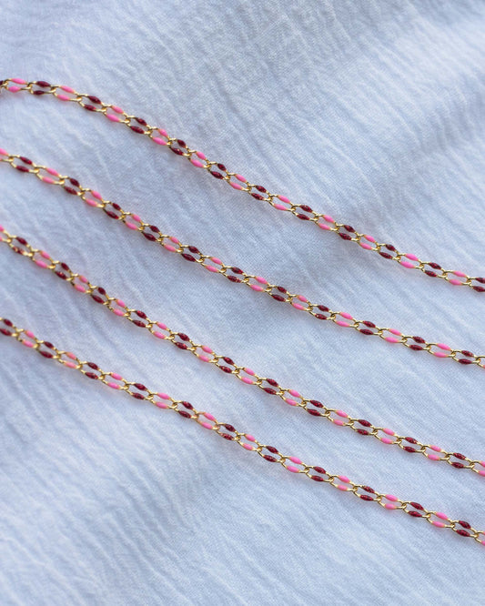 Pink and Red with Glitter Enamel Chain, GP137