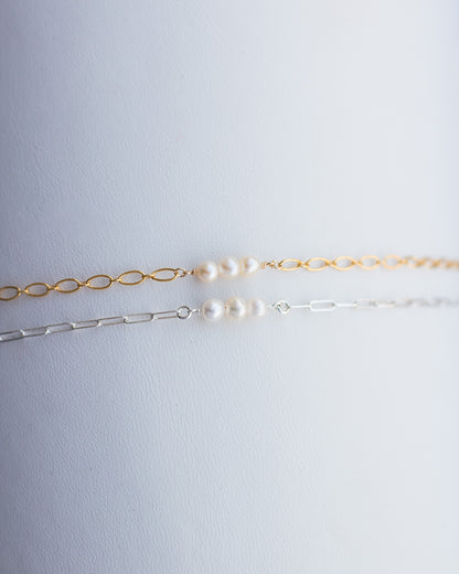 Pearl Connector with 3 Freshwater Pearls, CN120