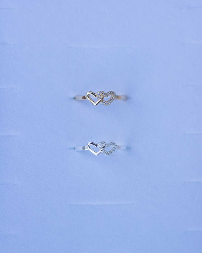 Linked Hearts With Cubic Zirconia Ring, R35