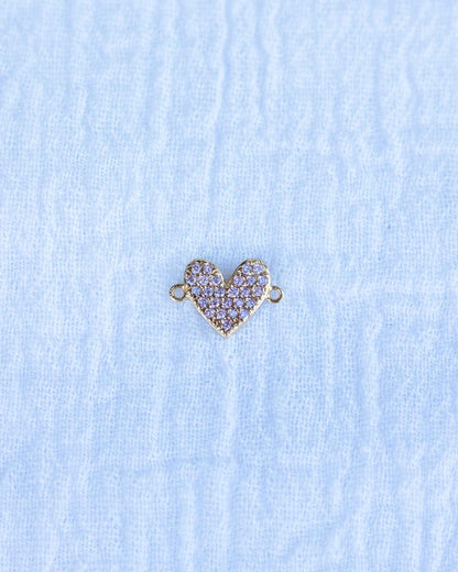 Light Pink CZ Pave Heart Connector, CN128