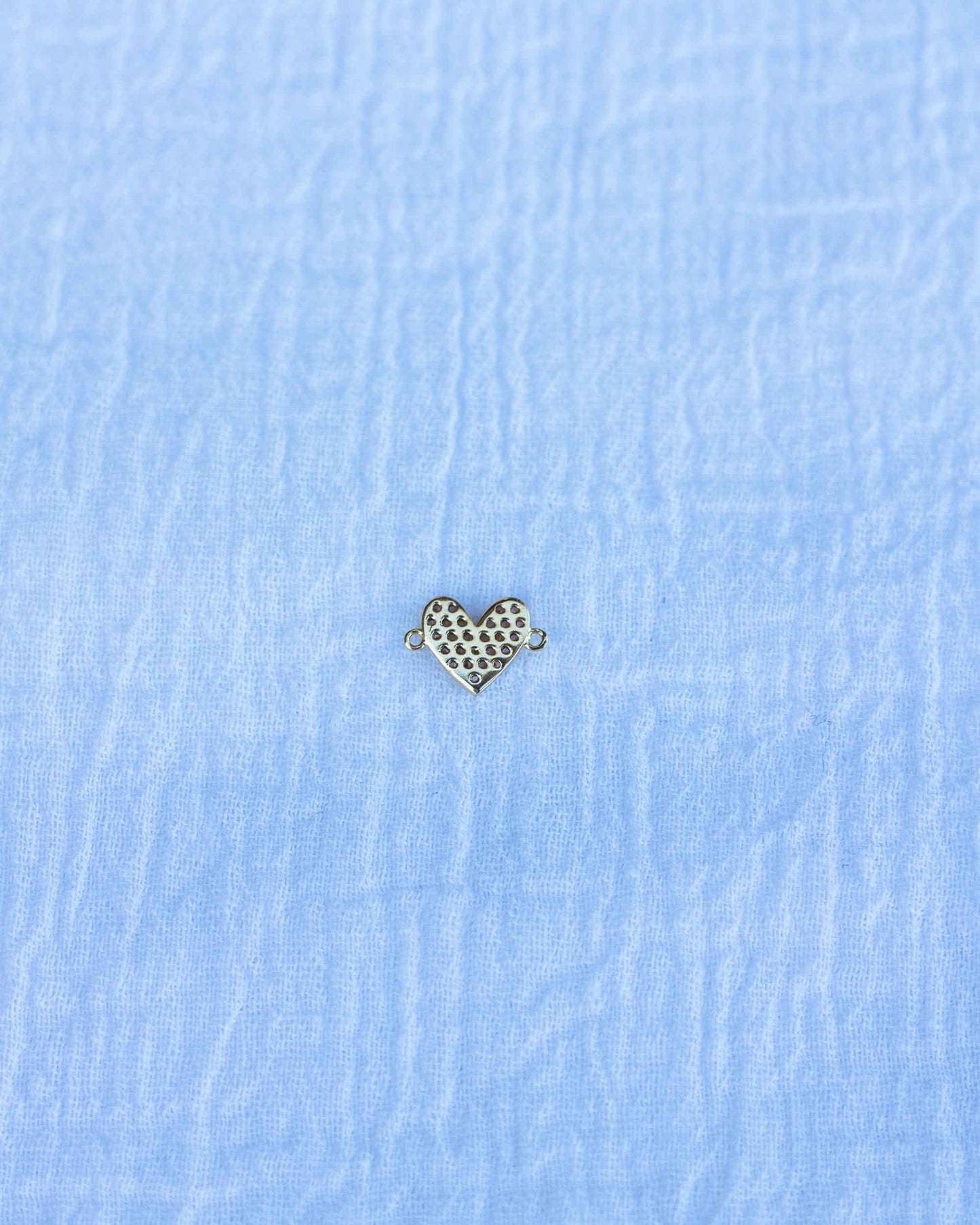 Light Pink CZ Pave Heart Connector, CN128
