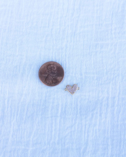 Light Pink CZ Pave Heart Connector, CN128