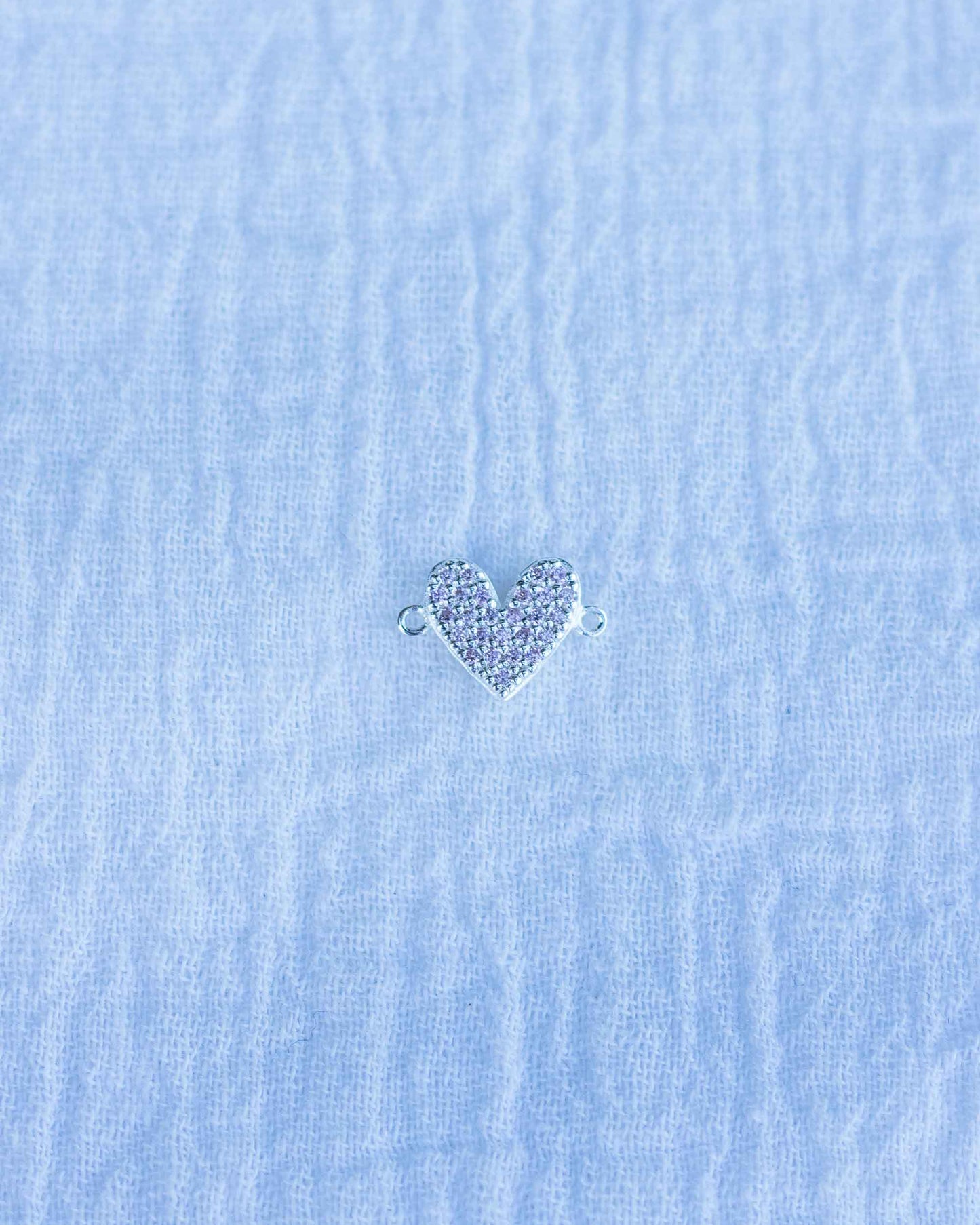Light Pink CZ Pave Heart Connector, CN128