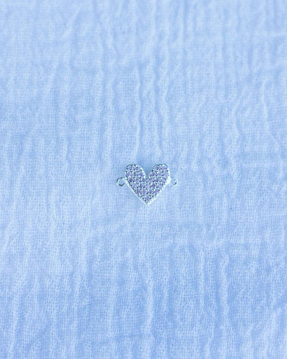 Light Pink CZ Pave Heart Connector, CN128