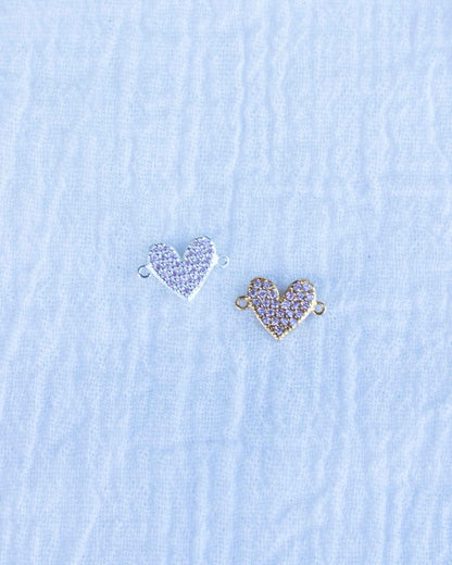 Light Pink CZ Pave Heart Connector, CN128