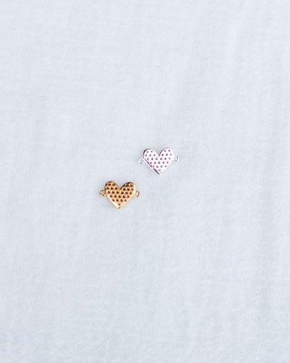 Ruby Red Corundum Pave Heart Connector, CN127