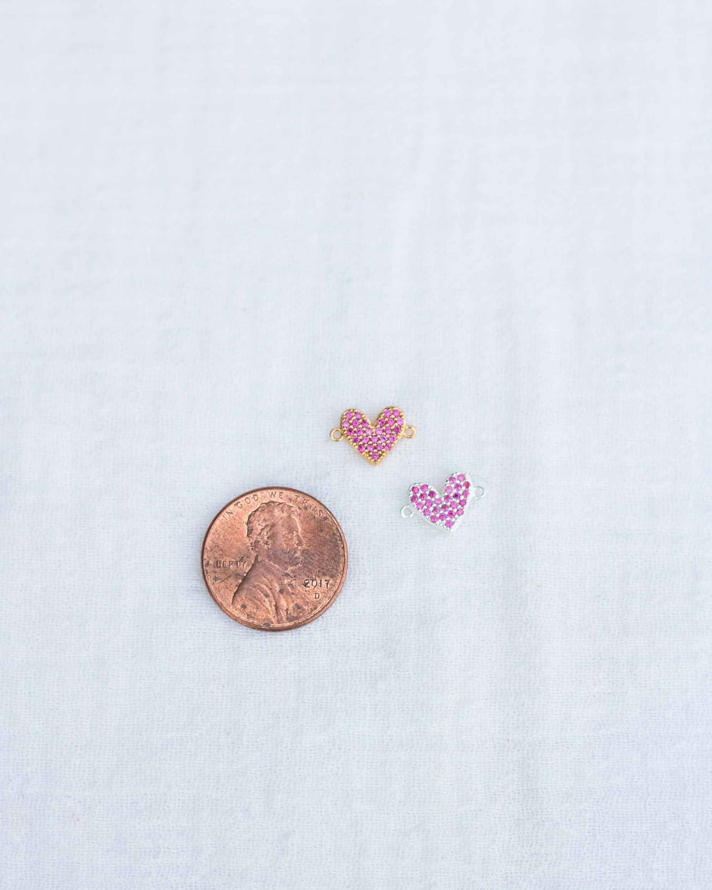 Ruby Red Corundum Pave Heart Connector, CN127
