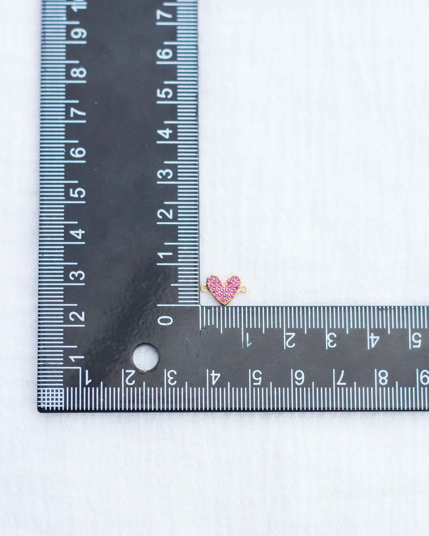 Ruby Red Corundum Pave Heart Connector, CN127