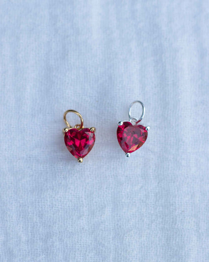 Red Gem Heart Charm, CH96