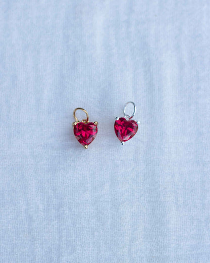 Red Gem Heart Charm, CH96
