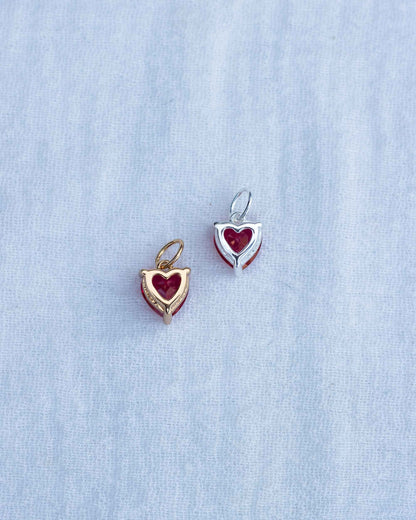 Red Gem Heart Charm, CH96