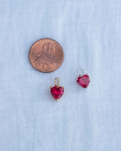 Red Gem Heart Charm, CH96