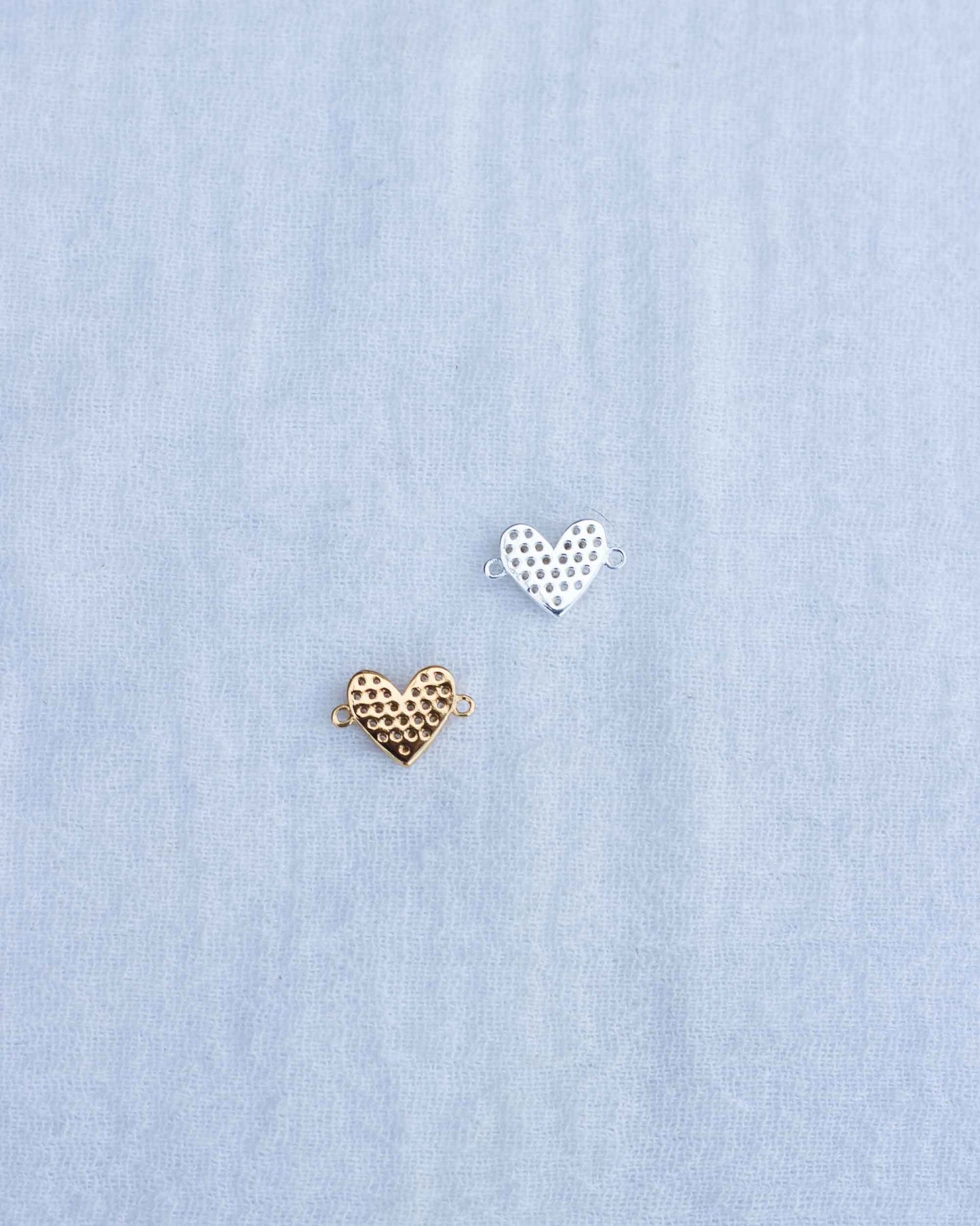 All White CZ Pave Heart Connector, CN129