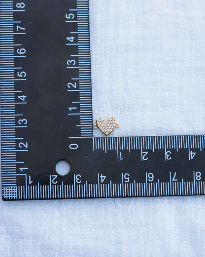 All White CZ Pave Heart Connector, CN129