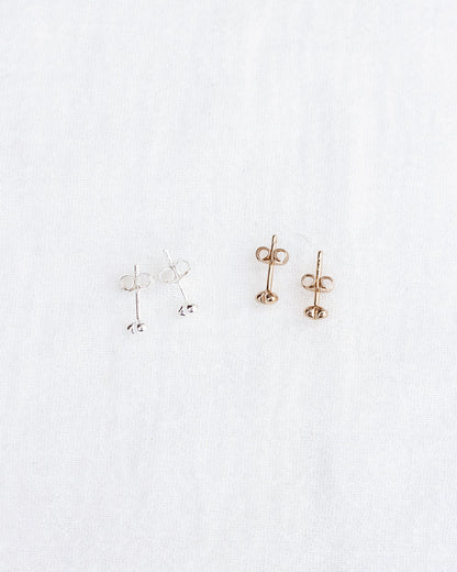 4mm Dome Puff Heart Stud Earrings, E30