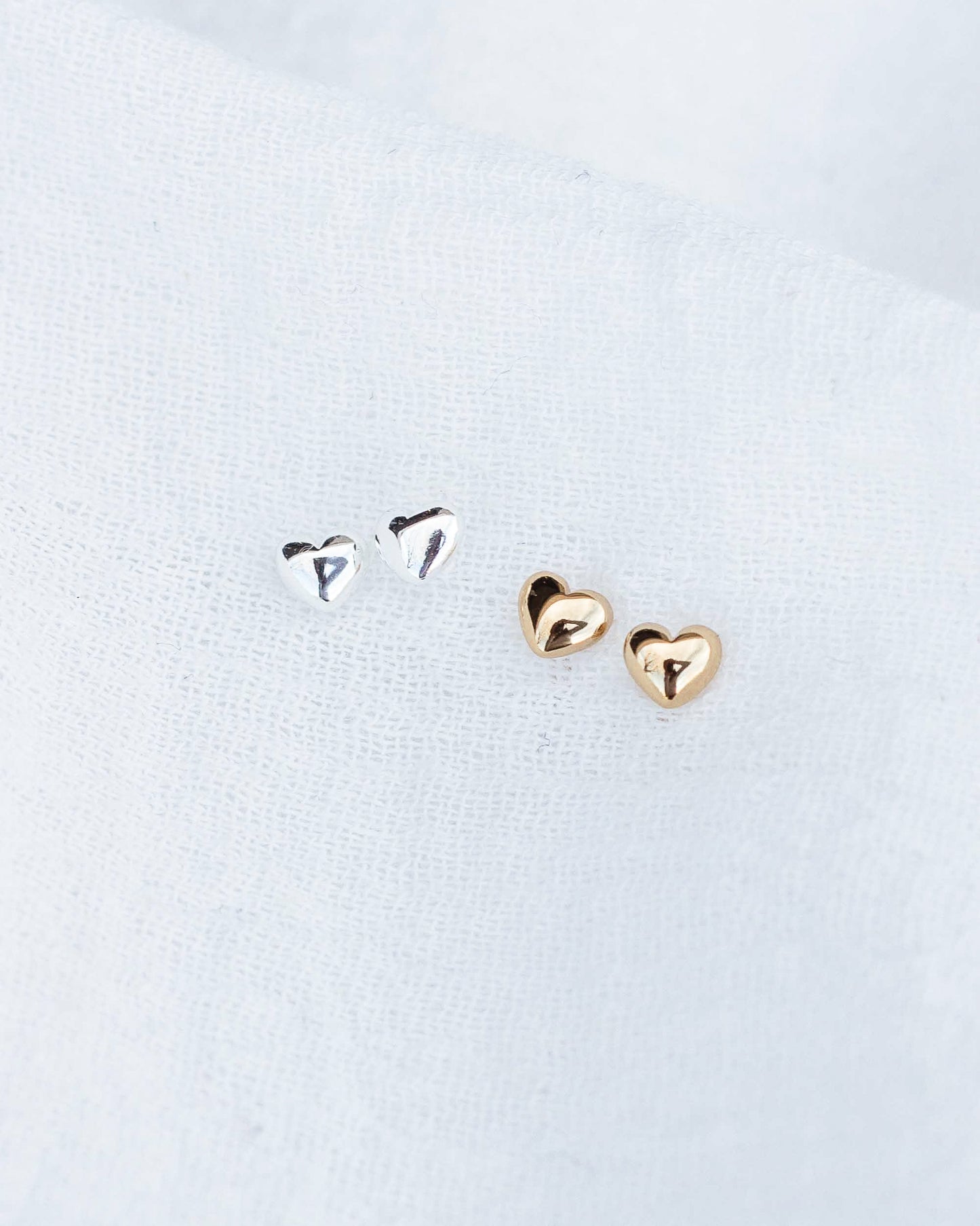 4mm Dome Puff Heart Stud Earrings, E30