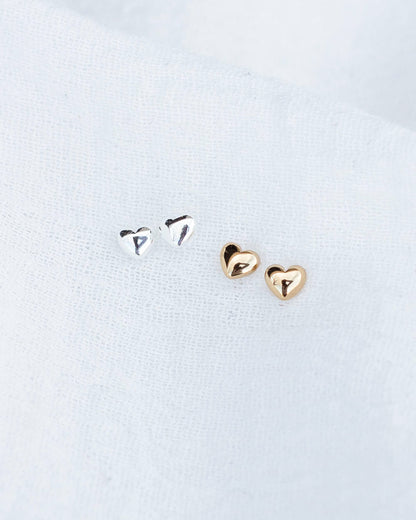 4mm Dome Puff Heart Stud Earrings, E30