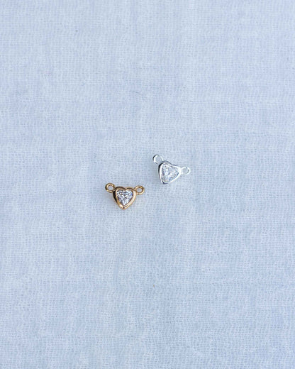 Tiny Bezel Heart CZ Connector, CN130