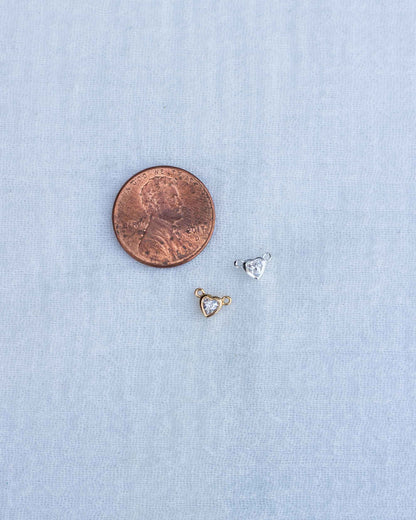 Tiny Bezel Heart CZ Connector, CN130